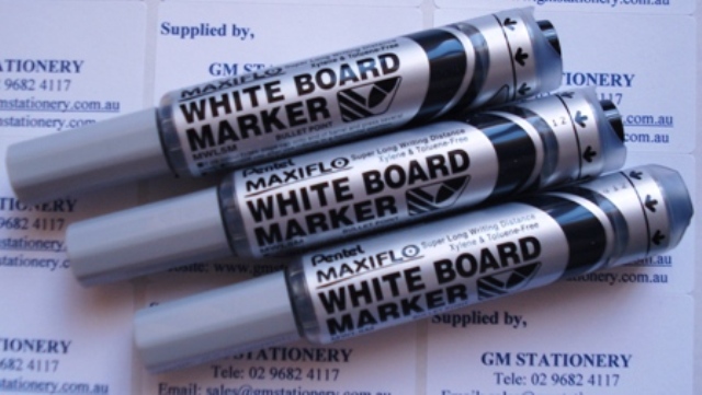 Pentel MWL5A Maxiflo Whiteboard Marker Black Bullet Point Box 12